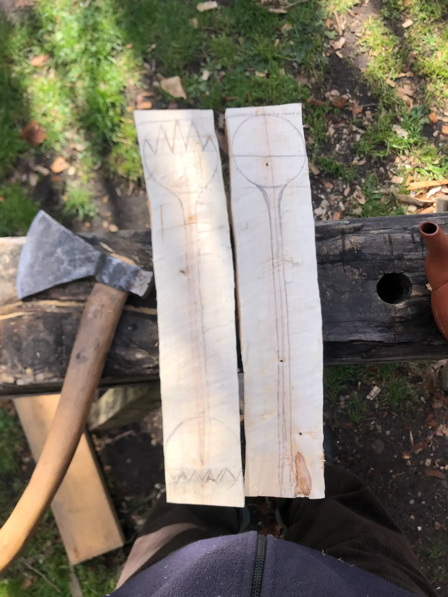 Grande pairs de couvert de service en bouleau