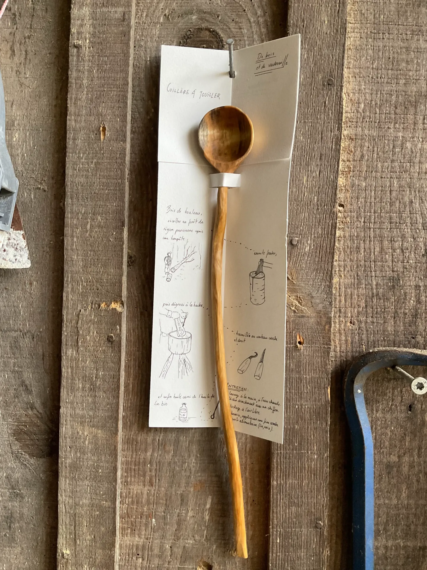 Longue cuillère à pot en bouleau